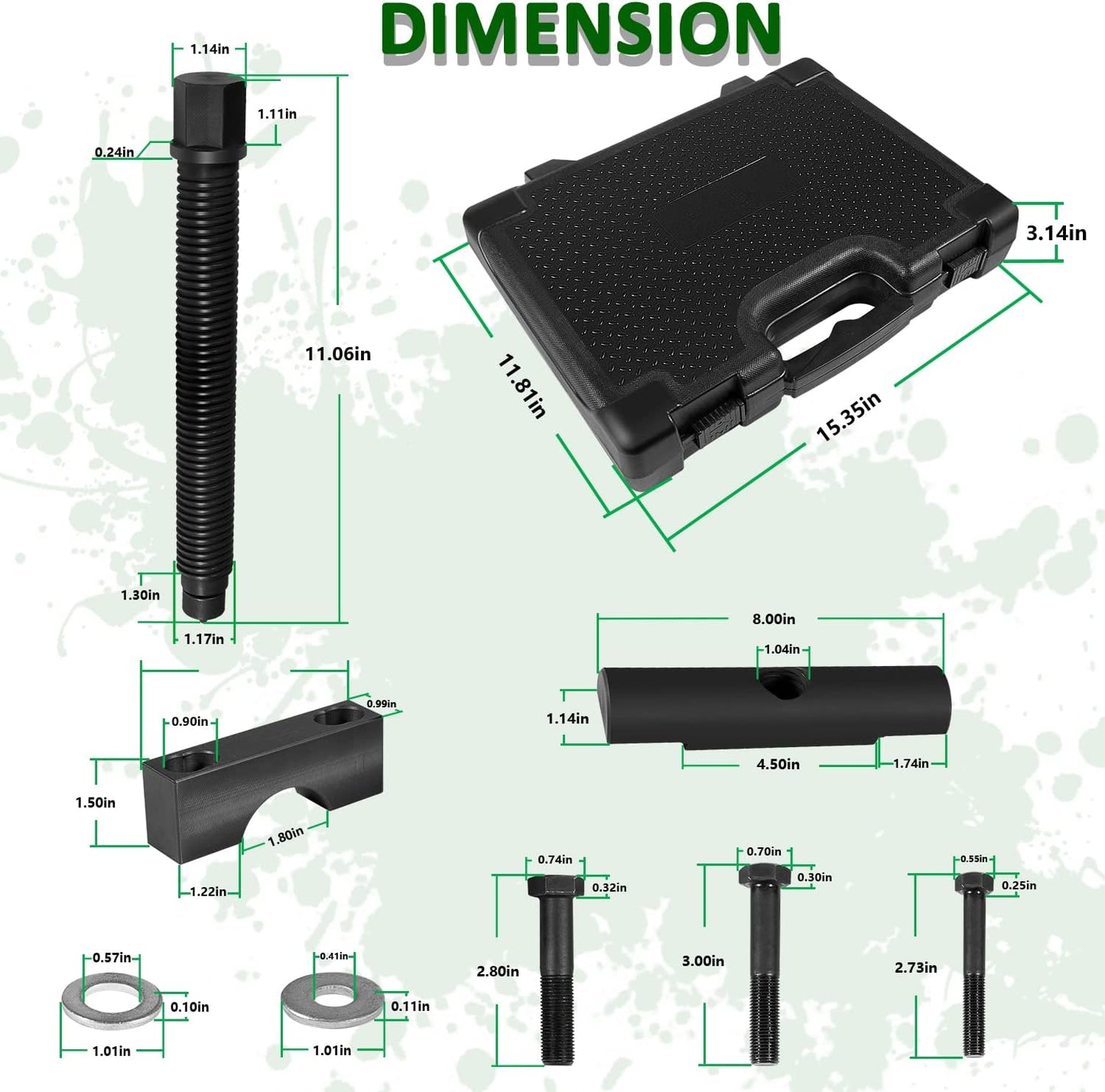Bonbo Kit de extractor de yugo de servicio pesado alternativo 10803 Kit de herramientas para quitar yugo semircamión, uso para camiones comerciales, para Spicer & Meritor 1610 1710 1760 1810 Series