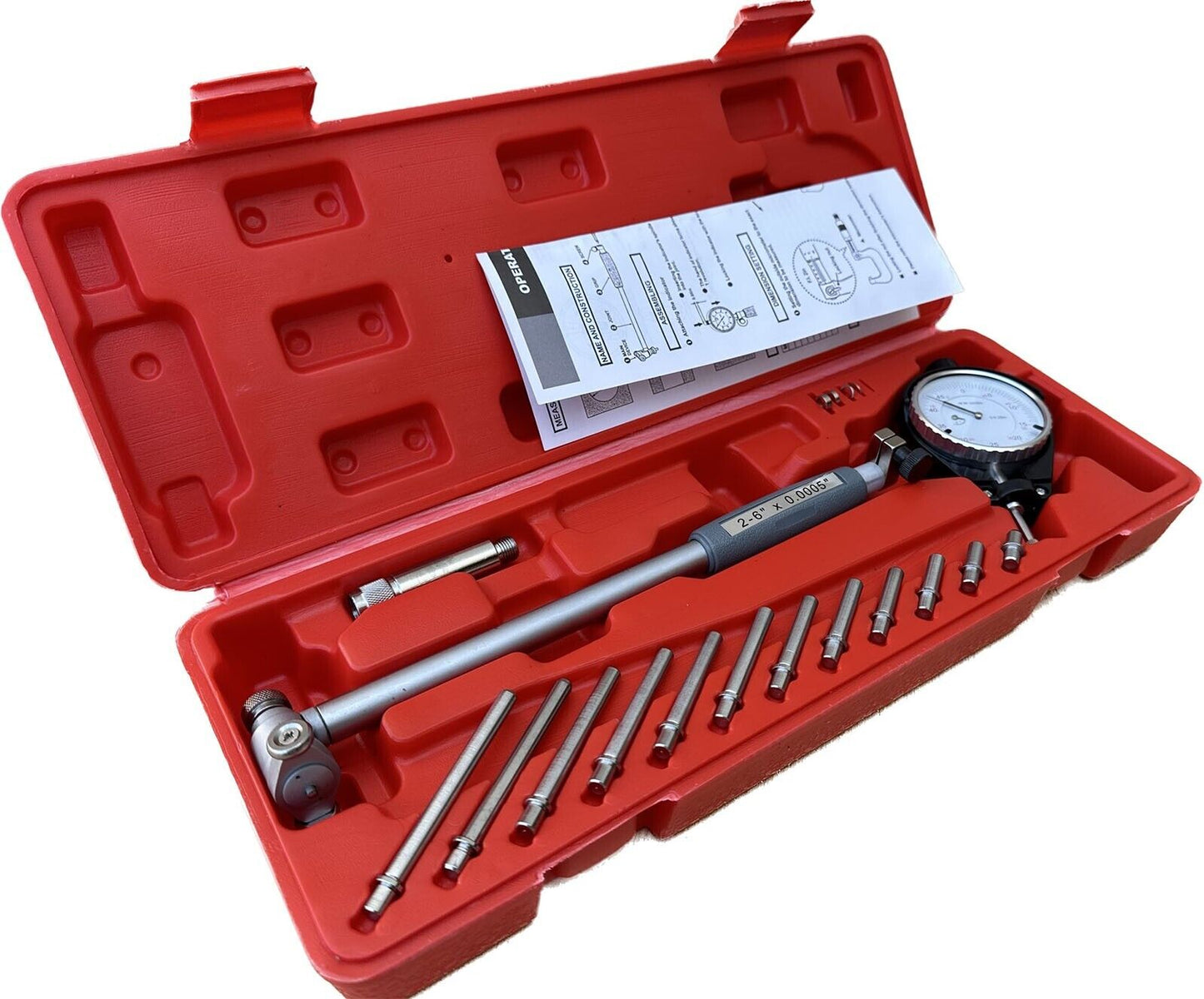Calibrador de calibre de cilindro de motor de 2" a 6" con dial y resolución de 0,0005" US SH
