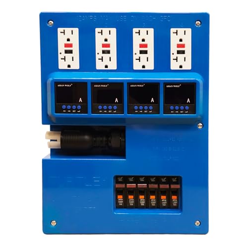 El kit de distribución de energía Turtle convierte 30 amperios de 240 V a 60 amperios a 120 V, 4 x GFCI dual, interruptores individuales de 15 amperios