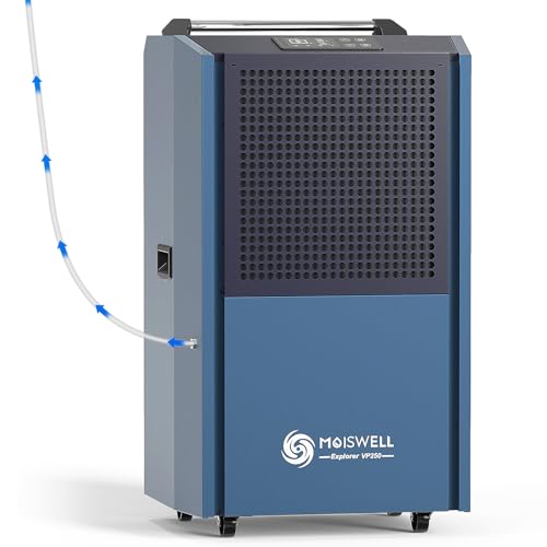 Deshumidificador comercial de 250 pintas con bomba para espacios grandes, deshumidificadores industriales de grado comercial de alta resistencia con manguera de drenaje para sótanos, almacén,