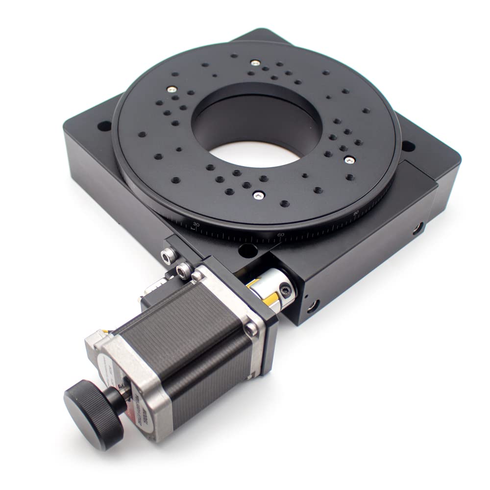 Plataforma giratoria precisa eléctrica, etapa de rotación de laboratorio Etapa de rotación motorizada 200MM Escala de rodamiento PX110-200 (relación de engranaje helicoidal 180: 1)