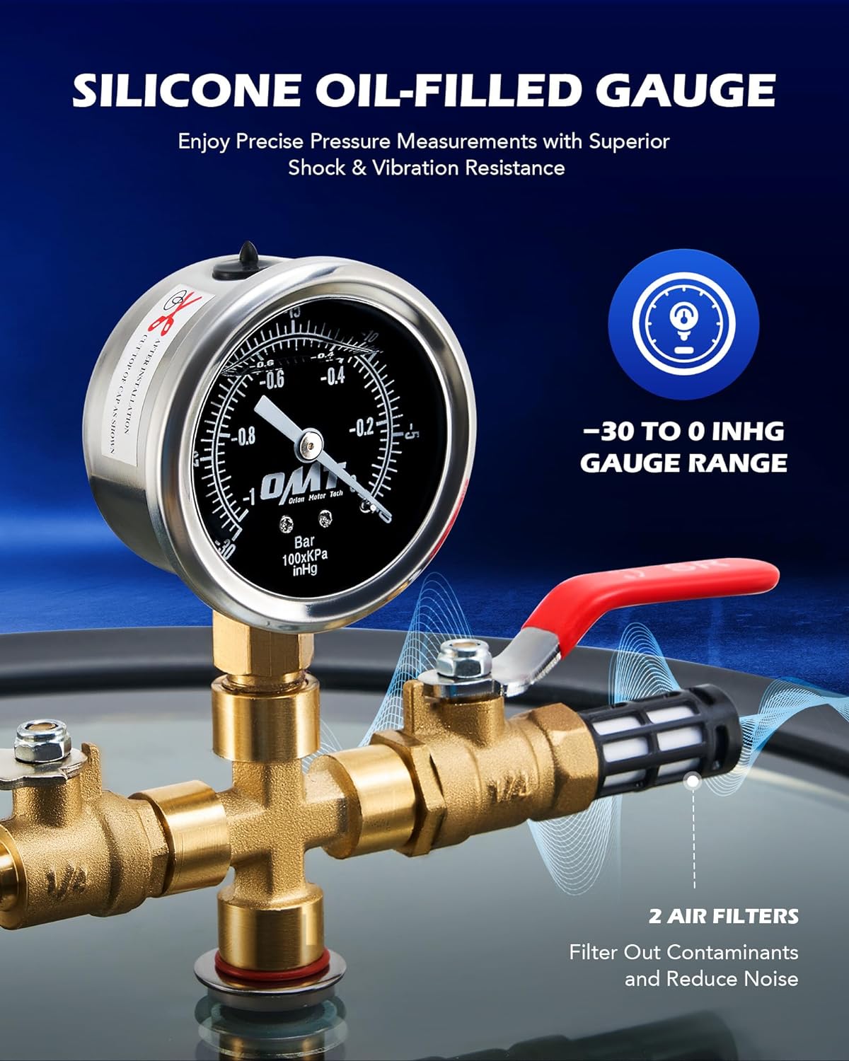 Orion Motor Tech Cámara de vacío de 3 galones con kit de bomba, bomba de vacío de 3.5 cfm y kit de cámara con tapa de vidrio templado manguera de 5 pies, kit de cámara de desgasificación al vacío para