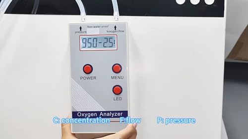 Detector de pureza del analizador de oxígeno | 21%-100% | 02, Lectura digital de flujo y presión |