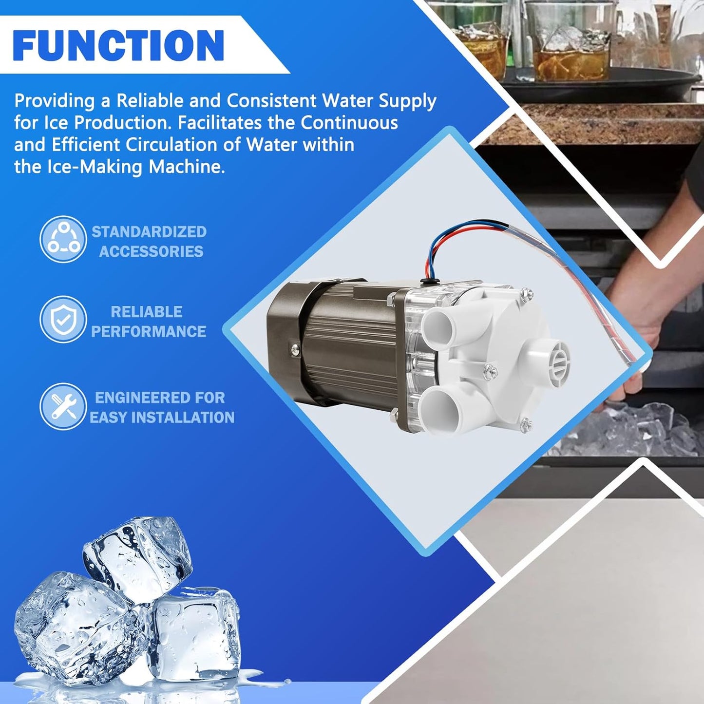 S-0730 Motor de máquina de hielo de repuesto para máquinas de hielo Hoshizaki KM Series 120V 60W, conjunto de motor de bomba de agua para Hoshizaki S-0730, KM-1200S, KM-1300S