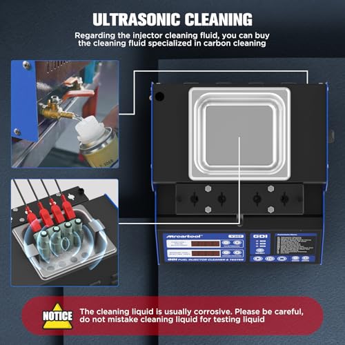 MR CARTOOL V309 Inyector de Combustible Limpiador Tester Machine Diesel & Gasolina, Sistema de Inyección de Combustible Prueba Ultrasónica Kit de Herramientas Limpias para Coche Motocicleta de 4