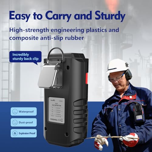 Detector de gas, 4 monitores de gas, detector de gas múltiple EX O2 H2S con clip, detector de gas recargable de 3000 mAh, vista de registros y curvas, monitor de gas portátil de 4 gases, detector de