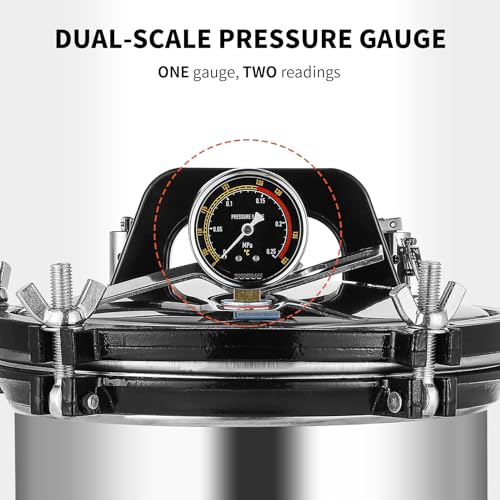 Bote de presión eléctrico de 18 litros de acero inoxidable de 19 cuartos de galón portátil para cultivo de hongos, conservas de tarro de 1.2 KW 110 V