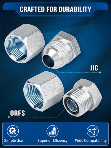 JIC y ORFS Master - Kit de tubo de manguera y tapón hidráulico industrial JIC y ORFS Master de 160 piezas, roscado de precisión en ORFS y tamaños de tablero de 37° 4 6 8 10 12 16