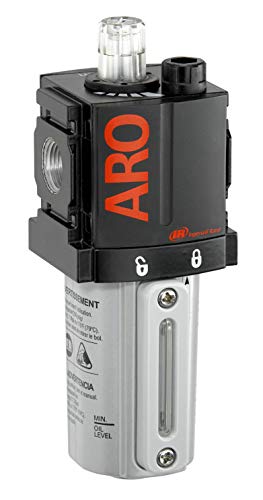 ARO Ingersoll Rand ARO L36231-100-VS Lubricador de línea de aire, 3/8 pulgadas NPT - 150 psi de entrada máxima, negro/gris