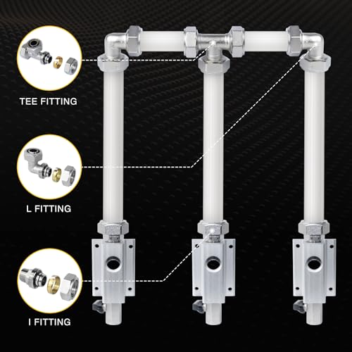 5 accesorios de tubería de aire en T de 3/4 pulgadas, tubo de 3/4 pulgadas x tubo de 3/4 pulgadas x tubo de 3/4 pulgadas, latón niquelado, presión de trabajo de 200 PSI, accesorios de línea de aire