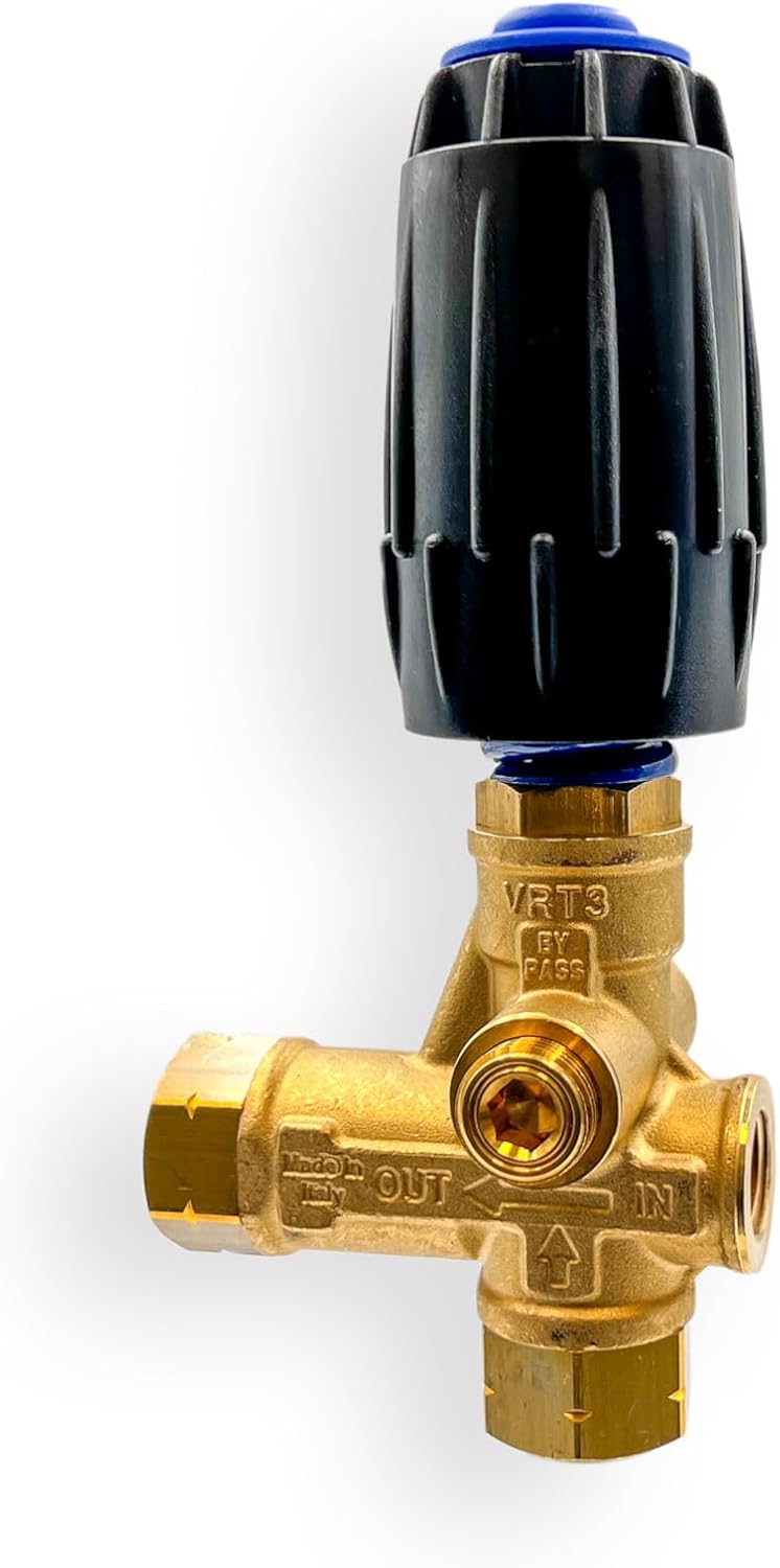 AR ANNOVI REVERBERI, VRT3-250, Descargador de lavadora a presión -Blue Spring, 3,650 max PSI, 10.5 max GPM, 3/8"F salida, perilla ajustable