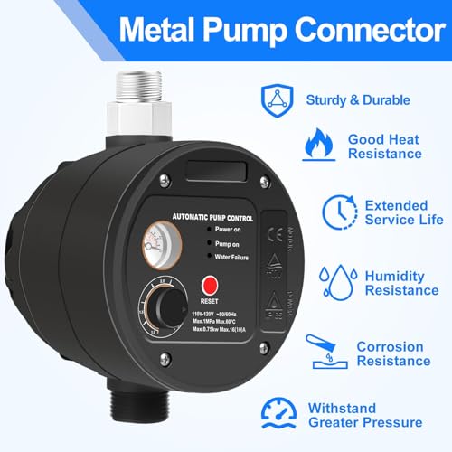 Controlador automático de bomba EPC-16 IP65, ajuste giratorio, conector de bomba de metal, control de interruptor electrónico, controlador de presión de bomba de agua, 110V/0.75KW/1MPa, TÜV, ideal para el