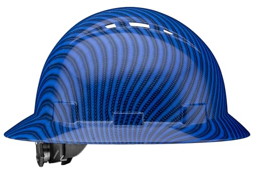 Acerpal Casco duro OSHA con diseño de fibra de carbono ventilada de ala completa con suspensión de 6 puntos (opciones 1) Diseño de fibra de carbono azul