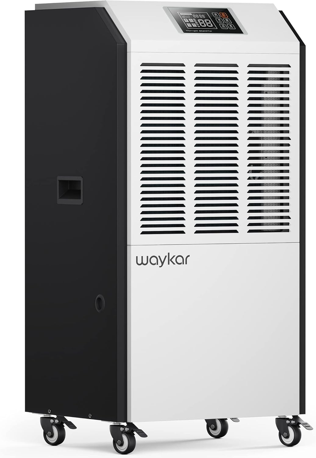 Waykar Deshumidificador comercial grande de 155 pintas con manguera de drenaje y tanque de agua, deshumidificador industrial en gran espacio de hasta 8000 pies cuadrados para el hogar, sótanos - DP600B