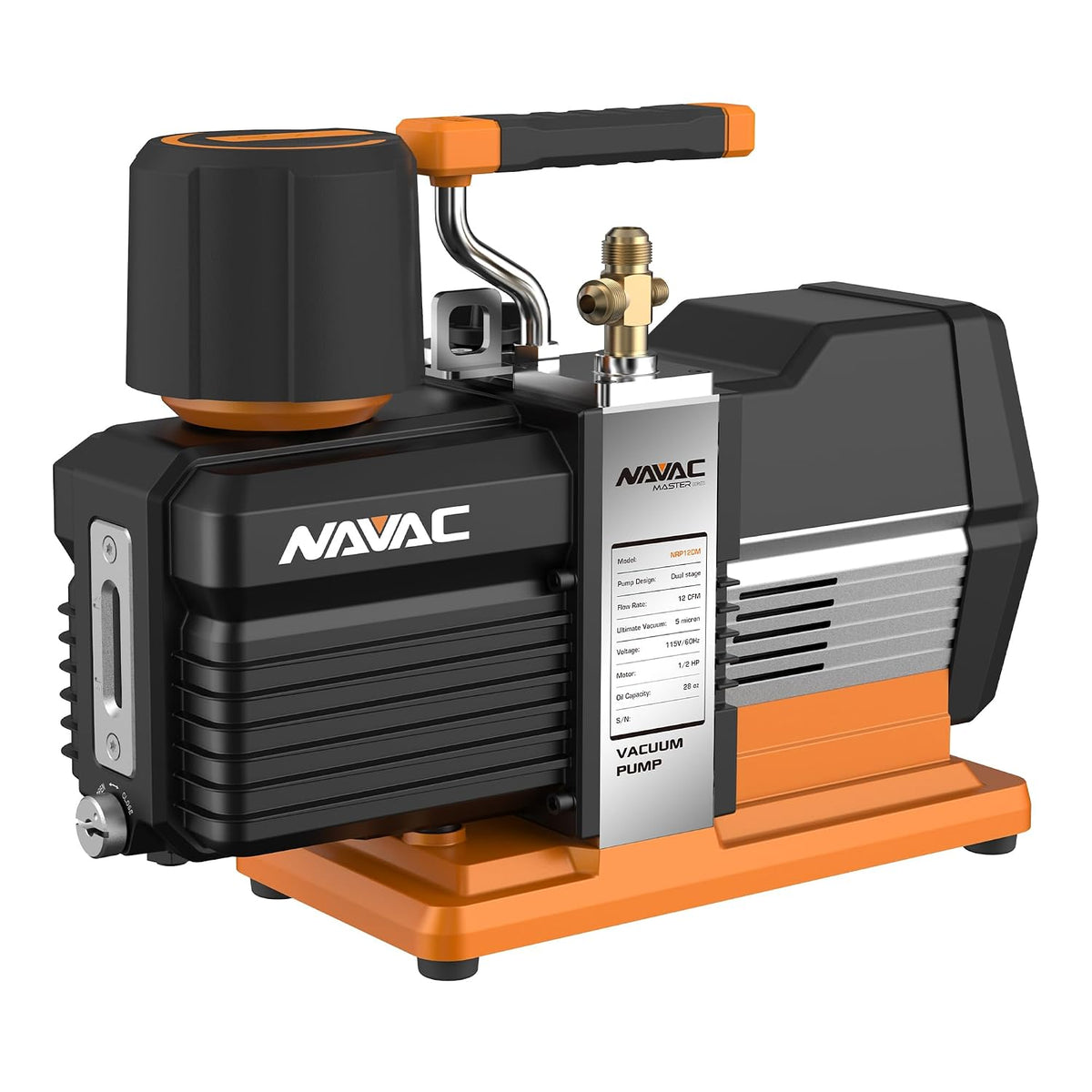 NAVAC Bomba de vacío NP12DM - Bomba de vacío para evacuación de HVAC - 5 micrones - Motor CC de doble etapa grado industrial para entornos comerciales - Caudal de 12 CFM