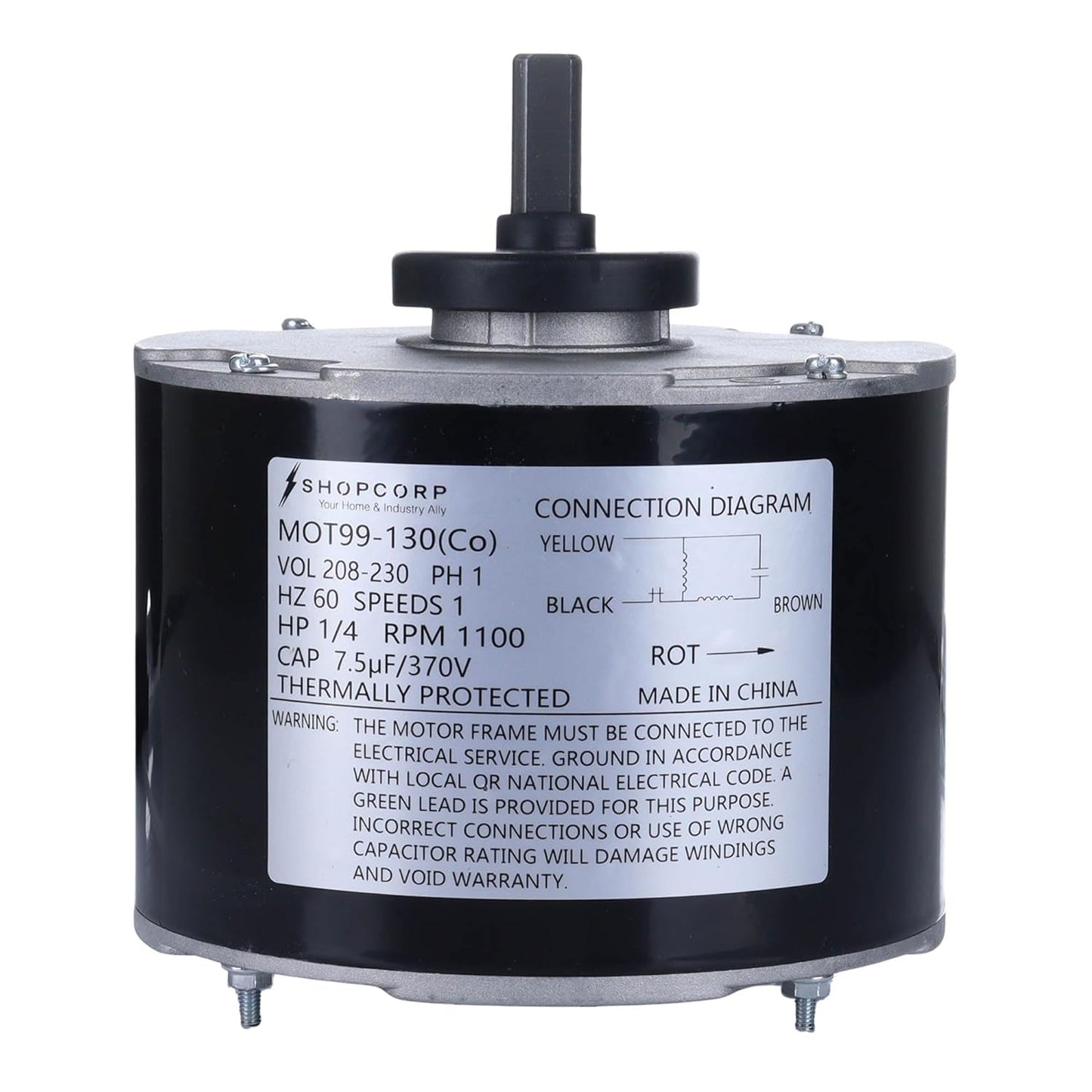 Motor de condensador 5KCP39EGS070S, motor de condensador 3905 1/4 HP, motor de ventilador de condensador de 208/230 V, cable de aluminio de repuesto estándar del OEM