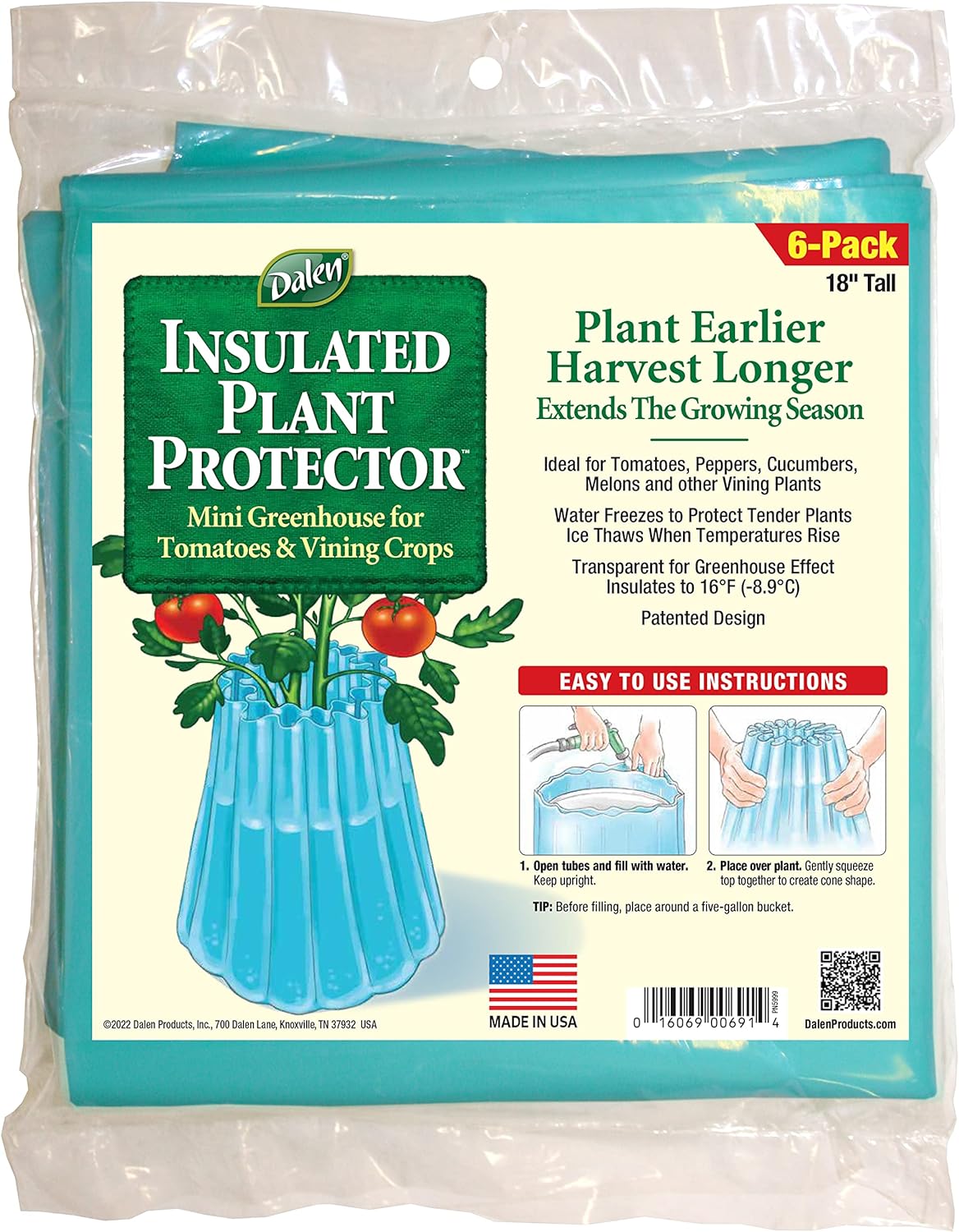 Dalen Gardeneer Season Starter - Protector de plantas aislado para la temporada temprana - Protector contra heladas para clima frío - Forma de relleno fácil para una siembra óptima - 18 x 17 pulgadas
