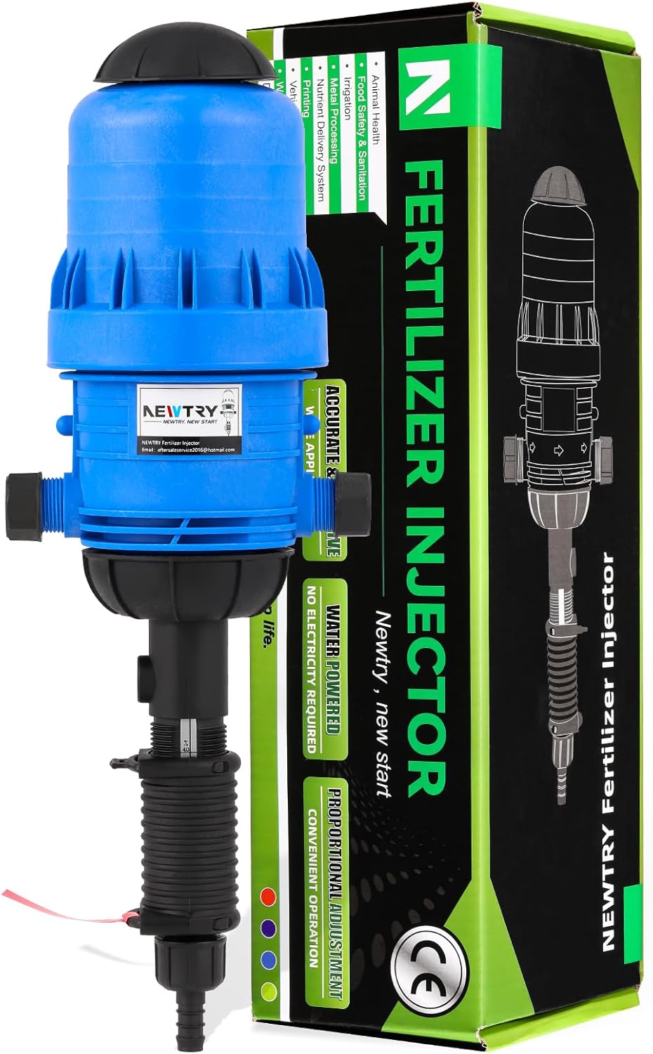 NEWTRY Dosificador de Líquido Químico Inyector 0,4% -4% Inyector Automático de Fertilizante Proporcionador Dispositivo de Dosificación Bomba Proporcional Azul 4,4-660,43 galones/h