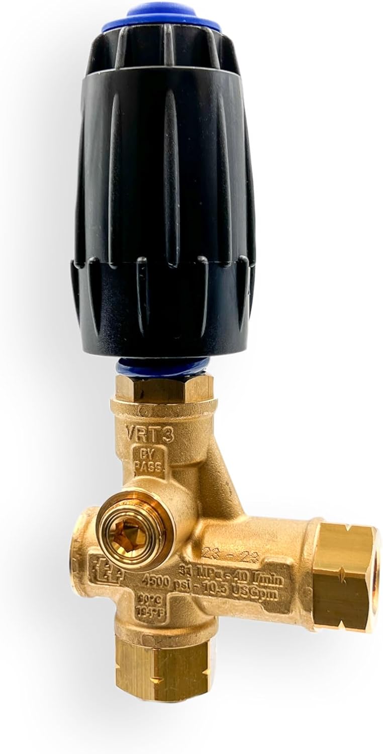 AR ANNOVI REVERBERI, VRT3-250, Descargador de lavadora a presión -Blue Spring, 3,650 max PSI, 10.5 max GPM, 3/8"F salida, perilla ajustable