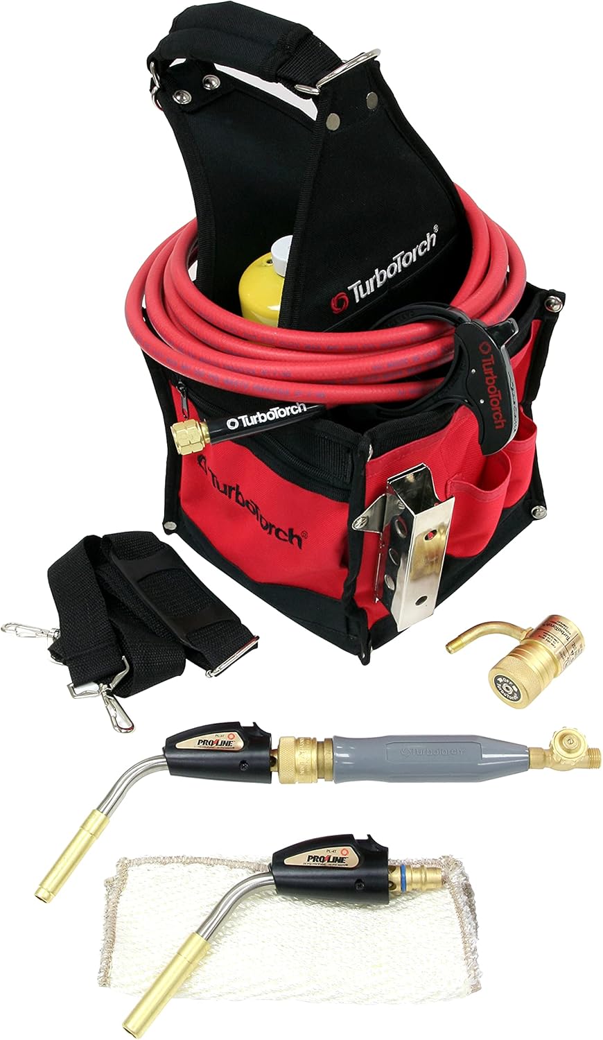 TURBOTORCH 0386-1397 PL-DLXPT Deluxe Self-Lighting Portable Torch Kit, Propane/Mapp-Pro, Includes Soft Tool Bag, H-4 Handle, STK-R Regulator, TS-12 Hose, Clamp, PL-812 Heat Shield, PL-3T/PL-3T Tips