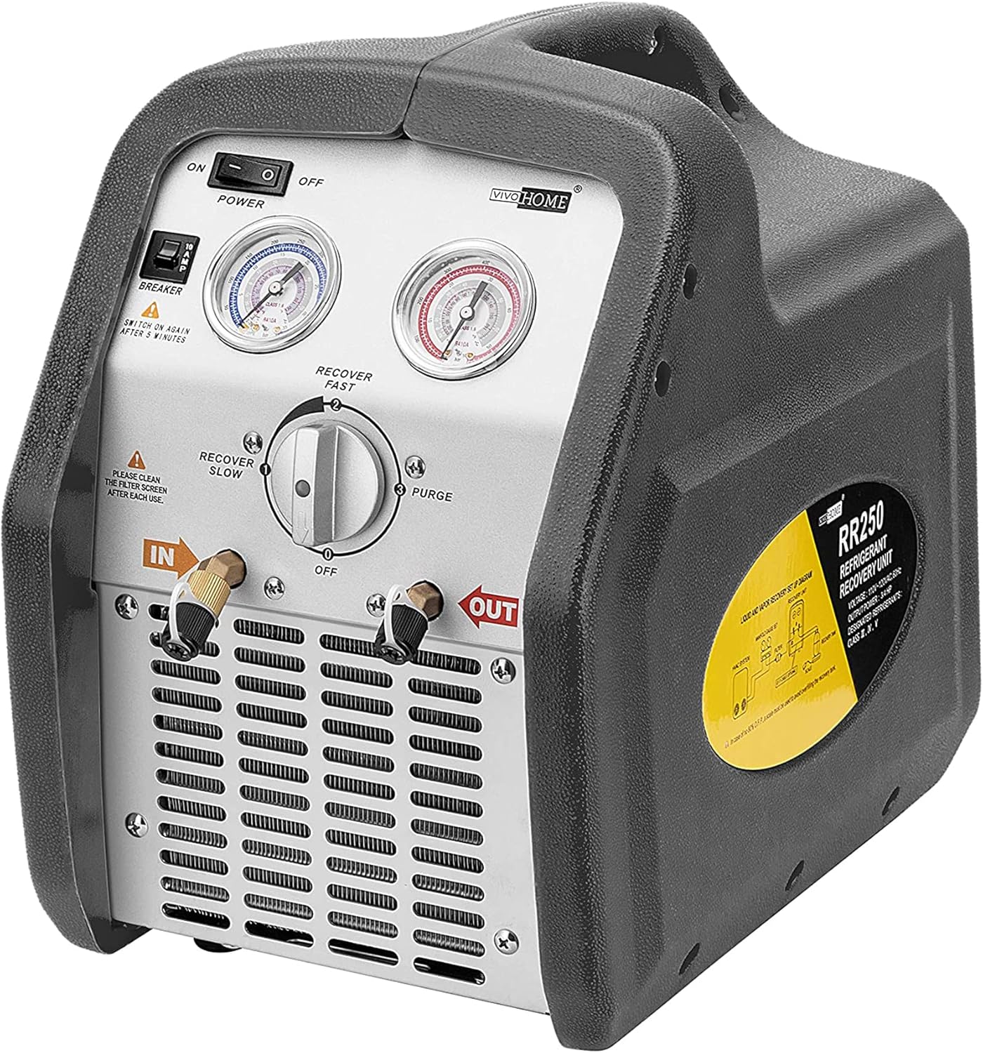 VIVOHOME 110-120V AC 60Hz 3/4HP Máquina refrigerante portátil de recuperación de un solo cilindro azul