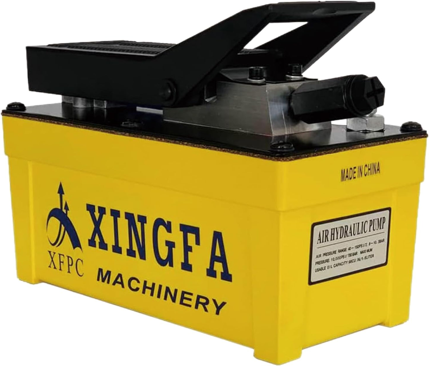 XFPC Bomba hidráulica de aire 10,000 PSI, depósito de 1,7 L, salida de aceite NPT de 3/8 pulgadas, entrada NPT de 1/4 pulgadas, bomba hidráulica de aire hidráulica, amarillo