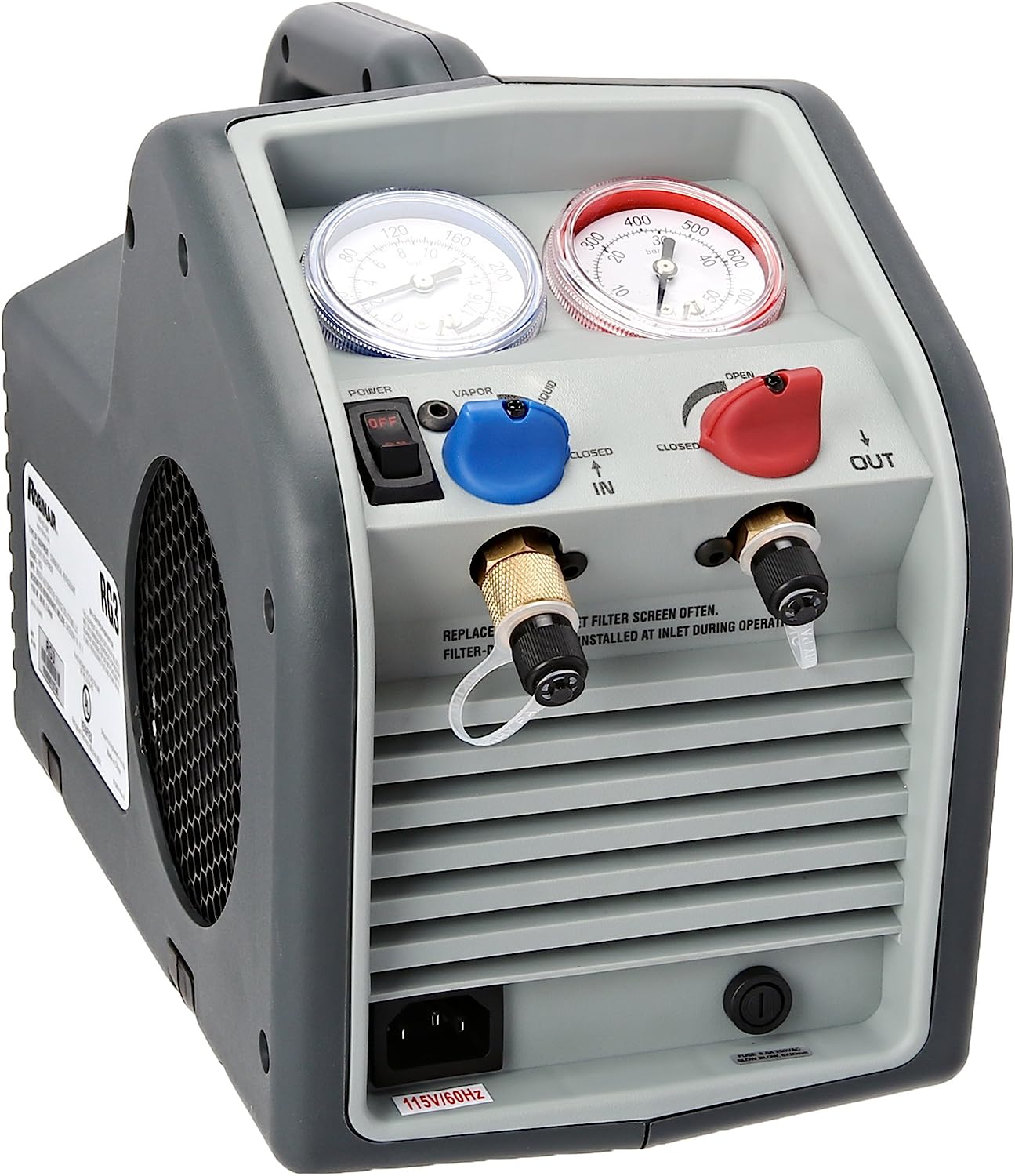 Robinair RG3 - Máquina de recuperación de refrigerante portátil - 115 V, 60 Hz, para refrigerante líquido y vapor, color blanco