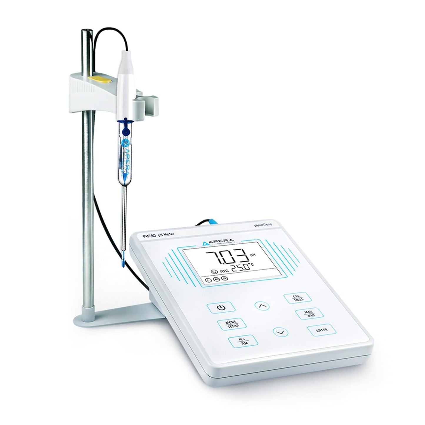 Apera Instruments PH700-BC Medidor de pH de laboratorio de sobremesa para muestras líquidas de bioquímica y soluciones generales de agua, compatible con tampones TRIS