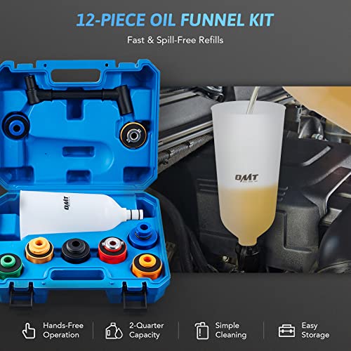 Orion Motor Tech Embudo de Aceite para Motor, Embudo de 2 Cuartos para Uso Automotriz con Extensión Flexible y 8 Adaptadores Compatibles con Toyota Jeep Mazda Ford Dodge Más, Embudo Grande Sin