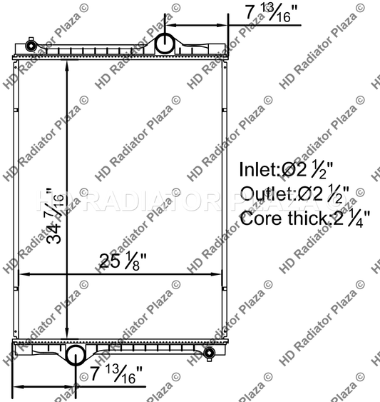 Radiator For 95-03 International 8100 8300 8600 9000 9400 34 7/16" x 25 1/8"
