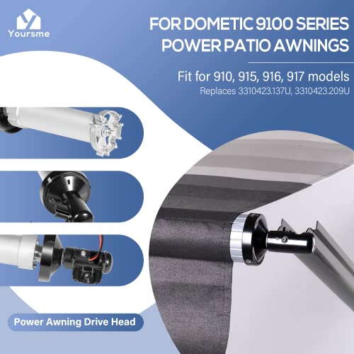 3310423.209U - Conjunto de torsión RH negro para toldos Dometic serie 9100, montaje de cabezal de accionamiento de toldo eléctrico