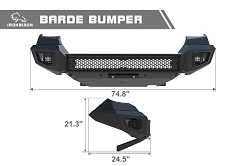 IRONBISON Parachoques delantero compatible con Toyota Tacoma 2016-2023, protector de parachoques de acero todoterreno con 2 luces LED antiniebla, protector de salpicaduras que puede añadir una barra de luz LED de 30 pulgadas