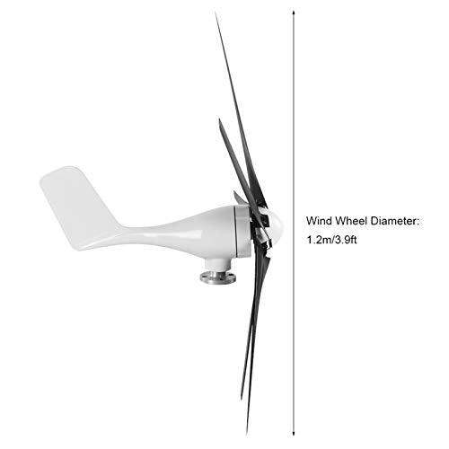 1600W molino de viento generador de 5 palas pequeñas turbinas de viento equipo de energía industrial(Negro 12V)