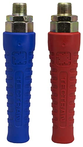 Tectran MAGNUMFLEX-HD™ Juego de bobinas de manguera de freno de aire de doble línea de 15 pies | Cable de tractor de 14 pulgadas | Cable de remolque de 14 pulgadas | Magnum unido | Puños flexibles | Revestimiento de armadura | Rojo y azul