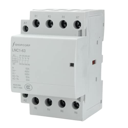 Contactor IEC 400V (funcionamiento silencioso) – Bobina de 110/120VCA, carga del motor y carga de iluminación 60A con base de montaje para riel DIN
