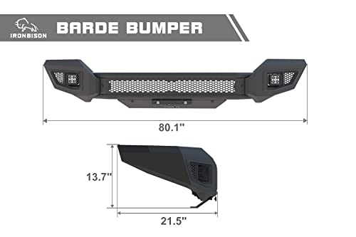 Parachoques delantero compatible con Chevy Silverado 1500 2016-2018 para camioneta todoterreno con 2 luces LED antiniebla, protector contra salpicaduras que puede añadir luz LED de 30 pulgadas, negro texturizado fino