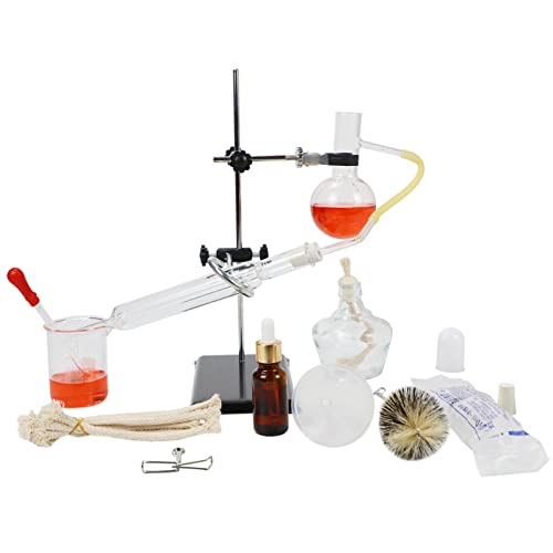 ADAMAS-BETA Kit de aparato de destilación de 3.4 fl oz para el hogar, microdestilación, 13 unidades de destilación purificador juego de cristalería