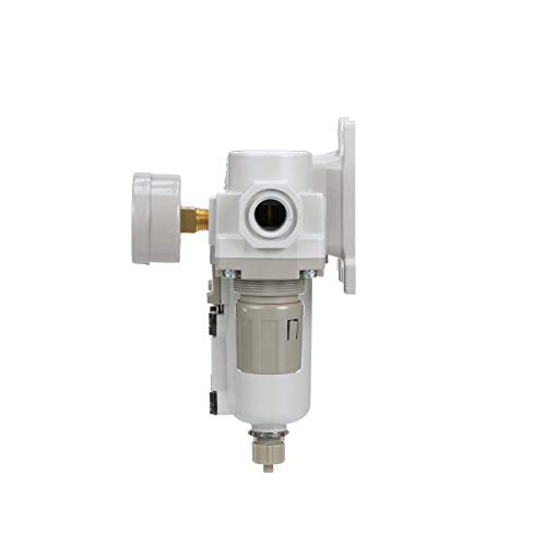 PneumaticPlus SAU430-N04G-MEP Sistema de secadora de filtro de aire comprimido de 3 etapas, filtro de aire de partículas, filtro de aire coalescente, combo de regulador de presión de aire comprimido, NPT de 1/2 pulgada - cuenco de metal, drenaje manual