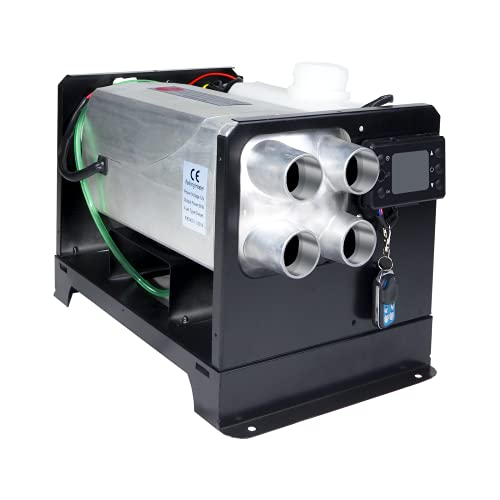 Calentador diésel todo en uno 5KW calentador de estacionamiento 12V 24V carcasa de aluminio calentador de aire diesel con control remoto monitor LCD tanque 5L para coche/RV/barco/camión/furgoneta/autobús (rojo)