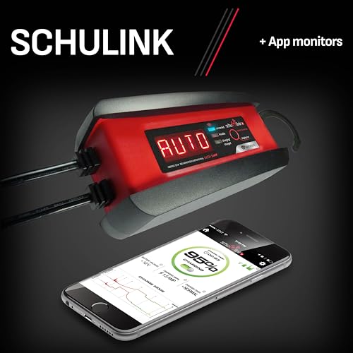 Schumacher SC1344 Schulink - Cargador de batería inalámbrico completamente automático, mantenedor y desulfador automático, 3 amperios, 6 V/12 V, para coches, motocicletas, tractores de césped, deportes de potencia, color negro