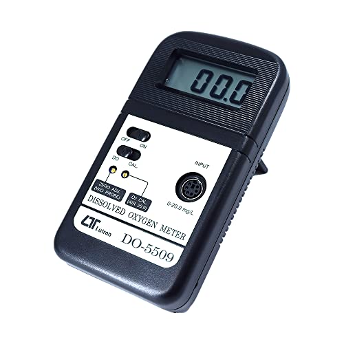 Medidor de oxígeno disuelto (rango: 0 a 20.0 mg/L) para acuicultura, acuario, agricultura, criaderos de peces, industrias mineras junto con certificado de calibración de fábrica. Modelo: Lutron DO-5509