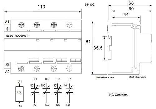 100 amp contactor Normalmente cerrado NC 100 A, 4 Pole 120 V bobina, 110 V Potencia de iluminación