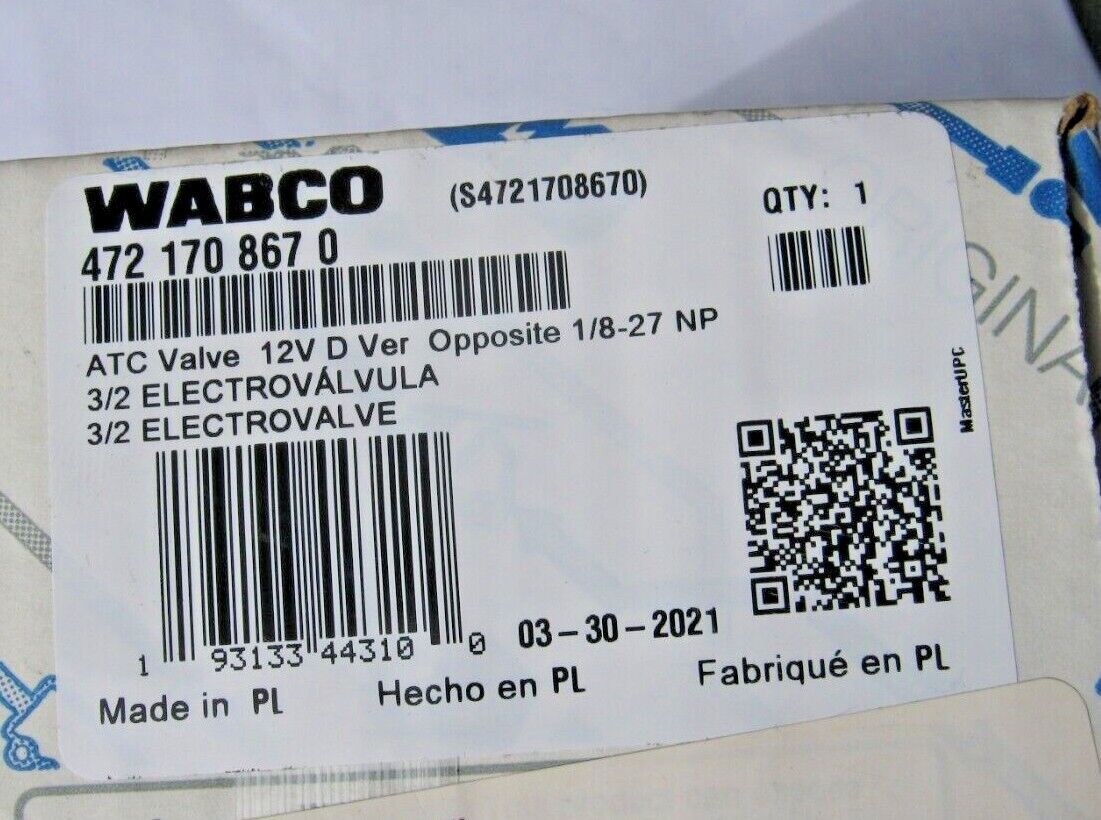WABCO ~ ATC VALVE KIT ~ p/n S472-170-867-0