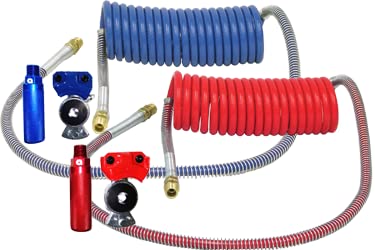 Coiled Air line Hose Kit with Glad Hands & Aluminum Handles 15ft 40 in Lead