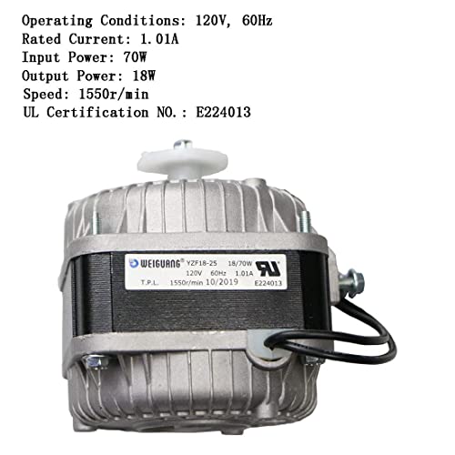 Motor de poste sombreado de 120 V, 60 Hz, 1.01 A, 18 W, motor de ventilador de CA para pequeños equipos de ventilación, evaporador de radiador de equipo de refrigeración (YZF18-25)