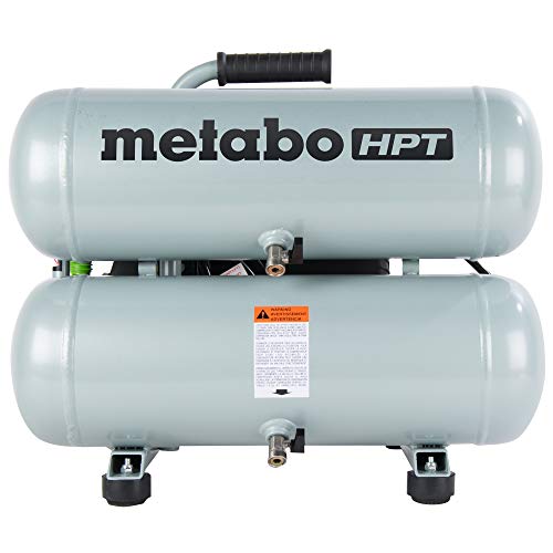 Metabo HPT Compresor de aire, 4 galones, eléctrico, doble pila, portátil, hierro fundido, bomba lubricada con aceite, 135 PSI, garantía de 1 año (EC99S)