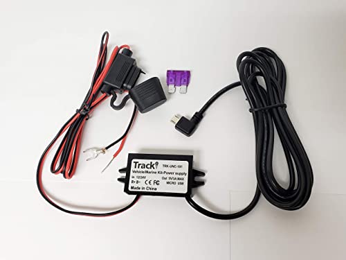 Cable de cableado marino de 12 a 24 V a Micro USB para vehículo y kit de estabilizador de potencia para Tracki GPS Tracki, o para cámara de salpicadero, cámara de salpicadero