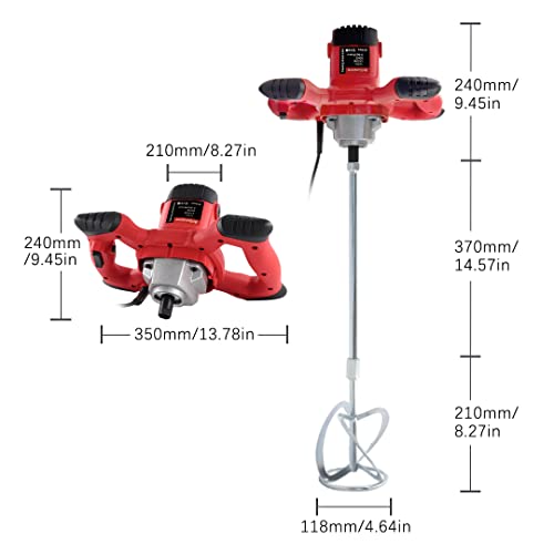 2100W eléctrico de mano de hormigonera,portátil mezcladora de cemento taladro agitador con varilla para mezclar lechada pintura mortero yeso,ajuste de 6 velocidades 110V(Certificado por UL)