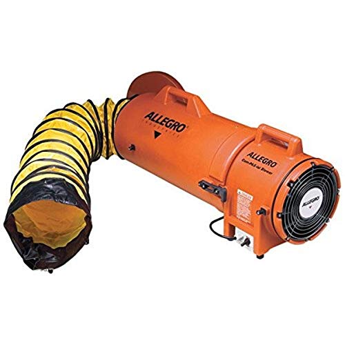 Allegro Industries 9533-25 soplador compaxial de plástico de corriente alterna, con acople de conducto y recipiente de 25', 8" de tamaño