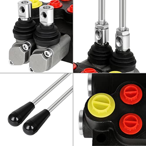 Válvula de control de flujo hidráulico 2 bobinas, 13 GPM, puertos SAE, mango de palanca de alivio ajustable, cargador de tractor central paralelo de doble acción con joystick pequeños tractores/tanques cargadores, divisores de troncos 3600 PSI